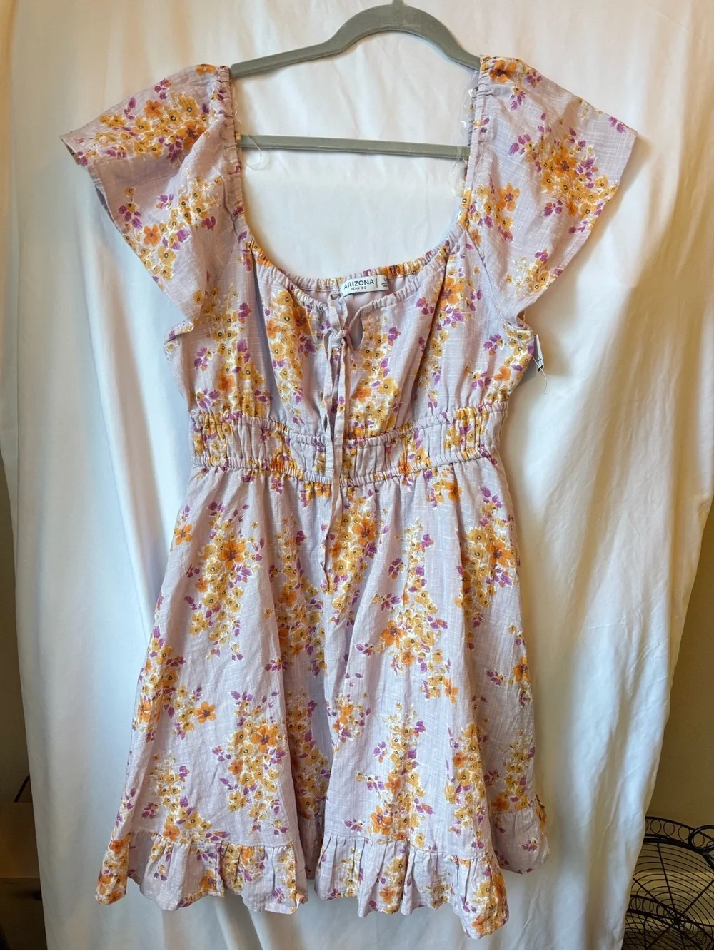 Floral Smocked Waist Lavender Mini Dress